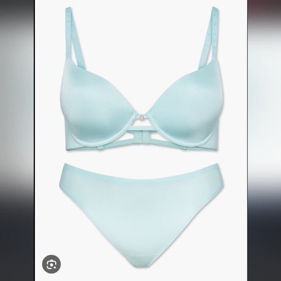 Savage "X" Fenty- light blue/Mint Green Microfiber T-Shirt Bra & Thong-36DD/S - Picture 3 of 8